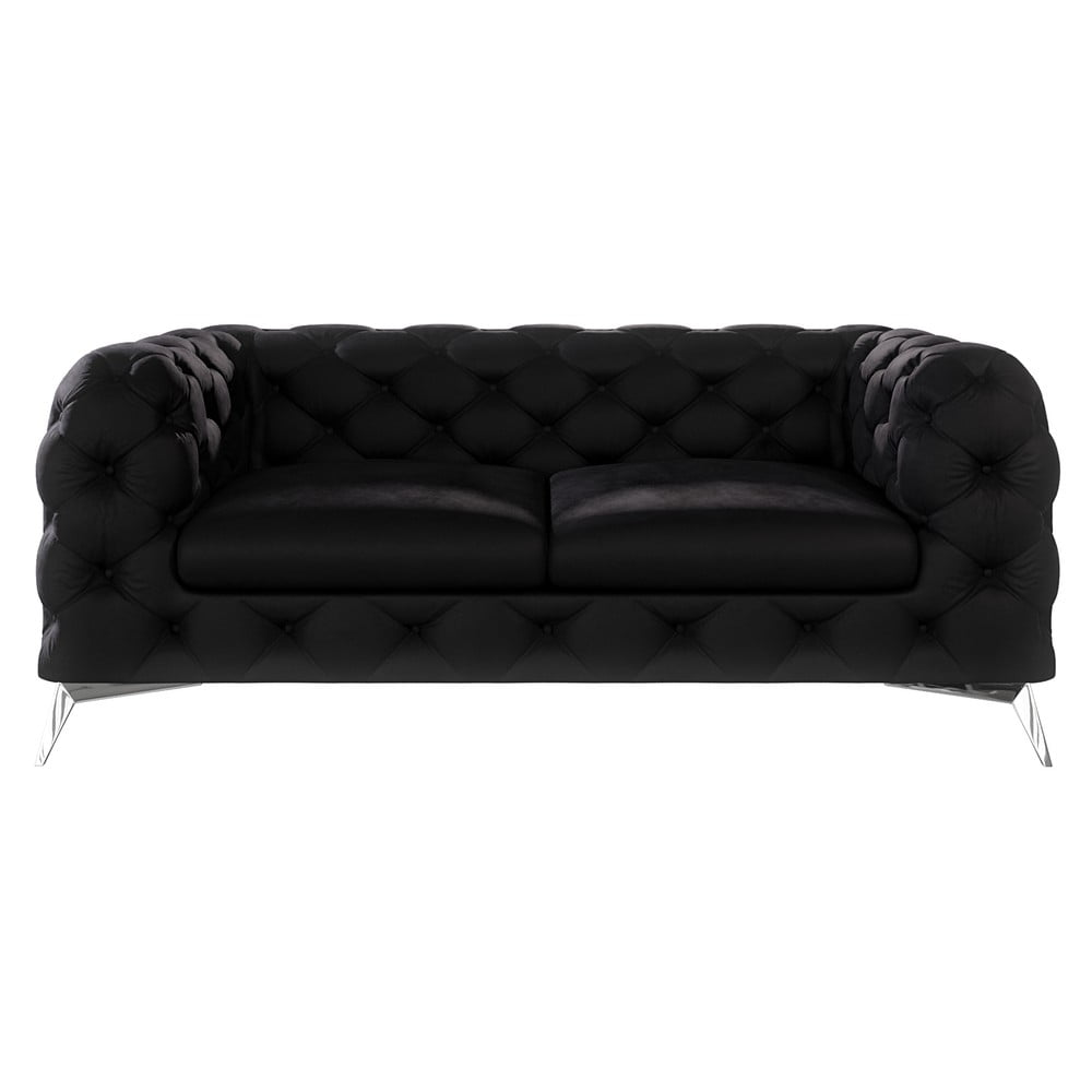Fekete bársony kanapé 185 cm Chelsea – Ropez