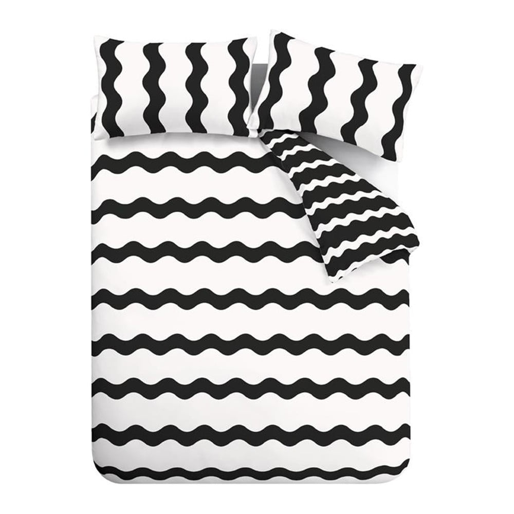 Fekete-fehér kétszemélyes ágyneműhuzat 200x200 cm Waves – Sassy B
