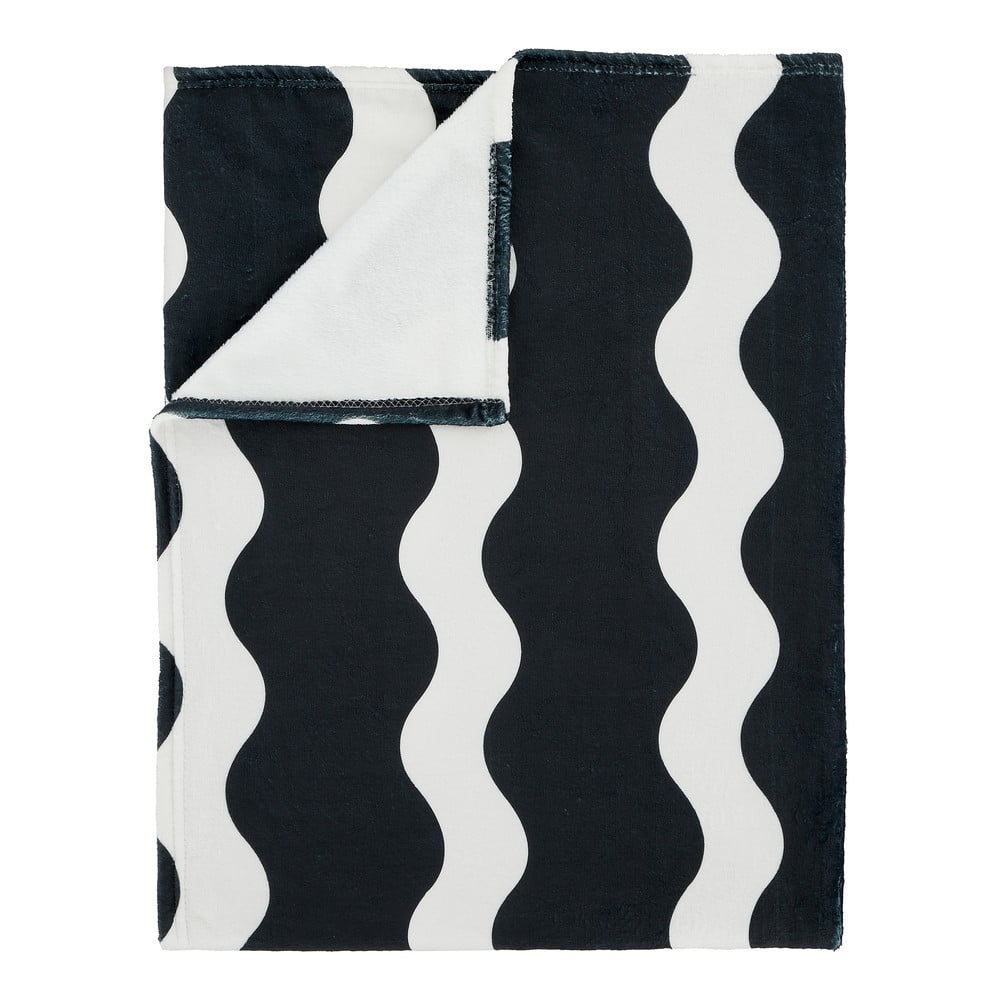 Fekete-fehér mikroplüss ágytakaró 200x240 cm Waves – Sassy B