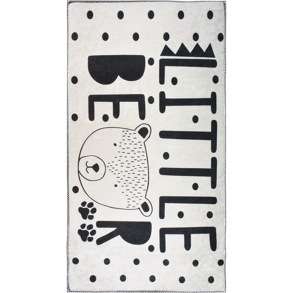 Fekete-fehér mosható gyerek szőnyeg 100x160 cm Little Bear – Vitaus