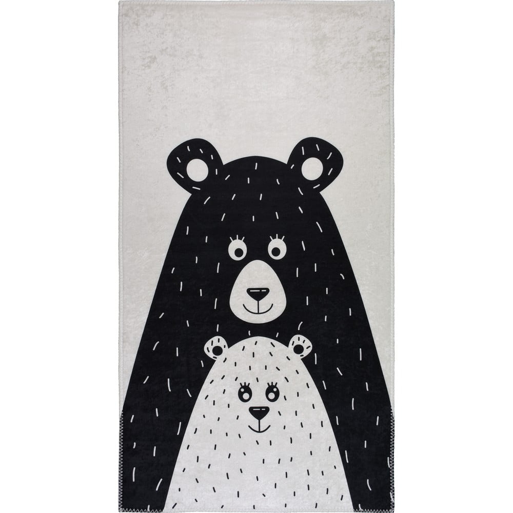 Fekete-fehér mosható gyerek szőnyeg 160x230 cm Bear Family – Vitaus