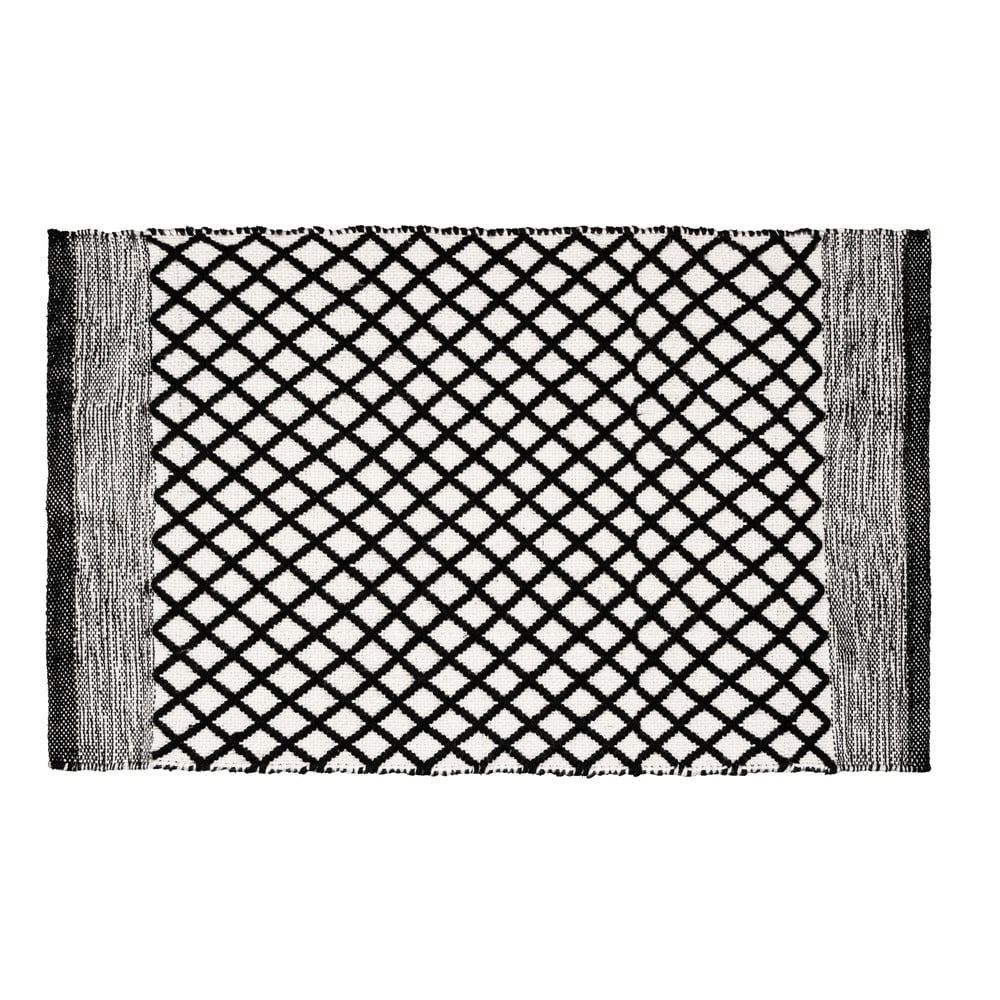 Fekete-fehér újrahasznosított műanyag fürdőszobai kilépő 50x80 cm Tara – Wenko