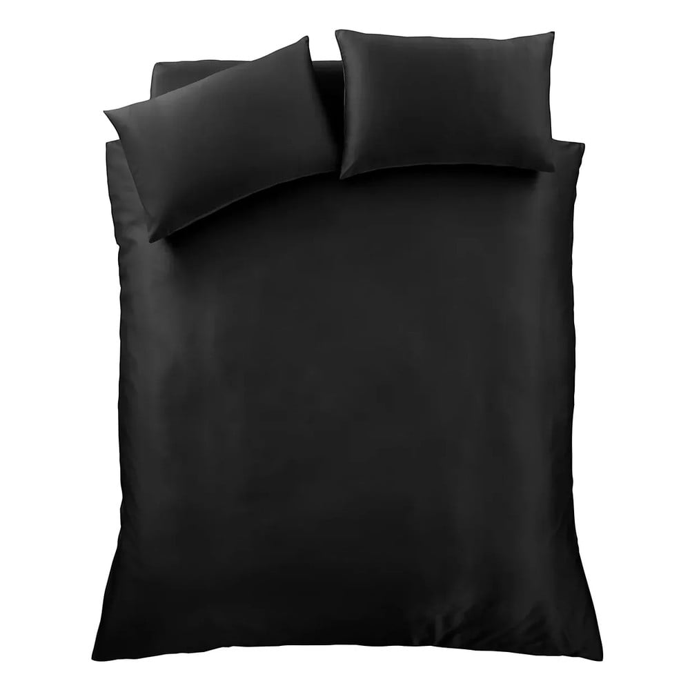 Fekete kétszemélyes szatén ágyneműhuzat 200x200 cm Silky Soft – Catherine Lansfield