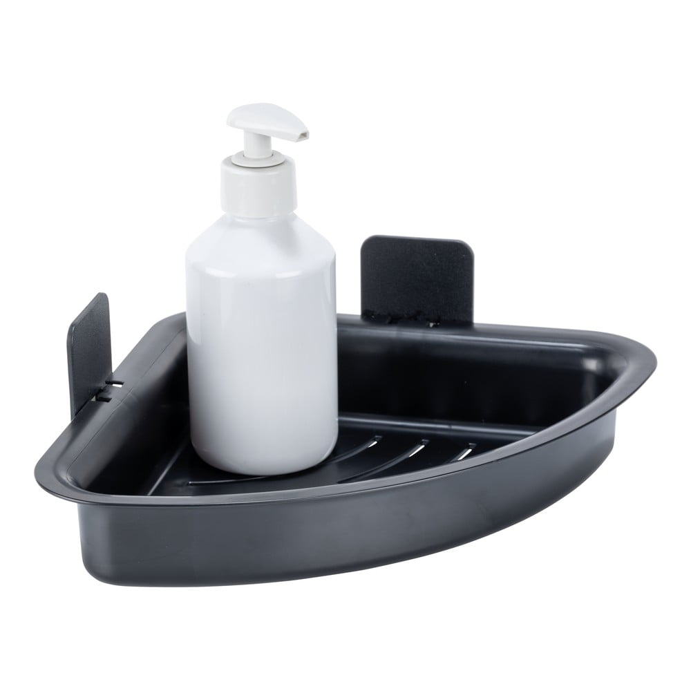 Fekete öntapadós műanyag fürdőszobai polc Parma – Allstar