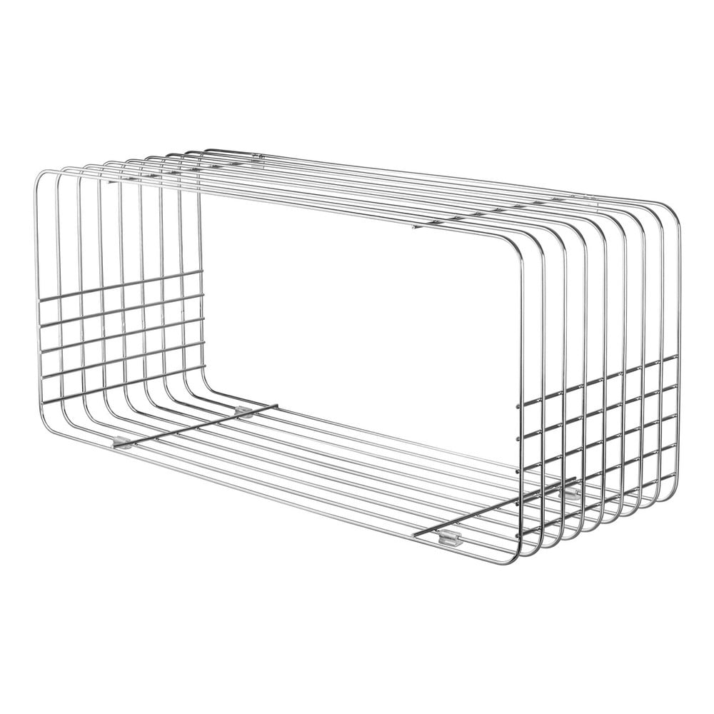 Fényes ezüstszínű fém fali könyvespolc 70x30 cm Wire – Mette Ditmer Denmark