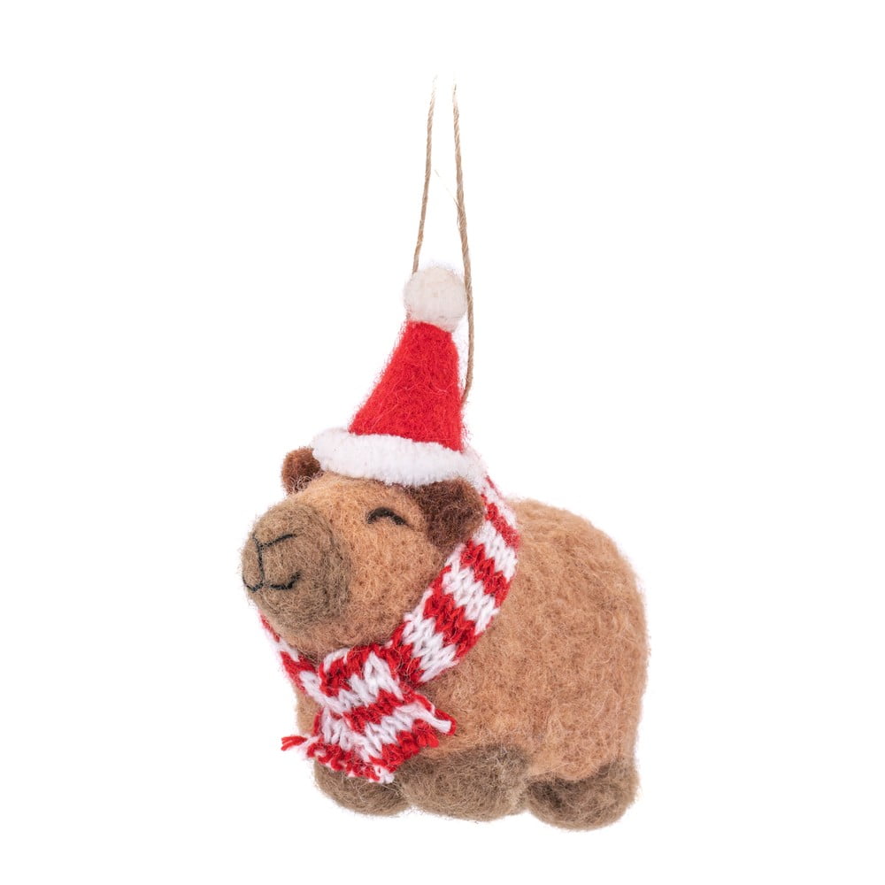 Gyapjú kézzel készített karácsonyfadísz 11 cm Capybara – Sass & Belle