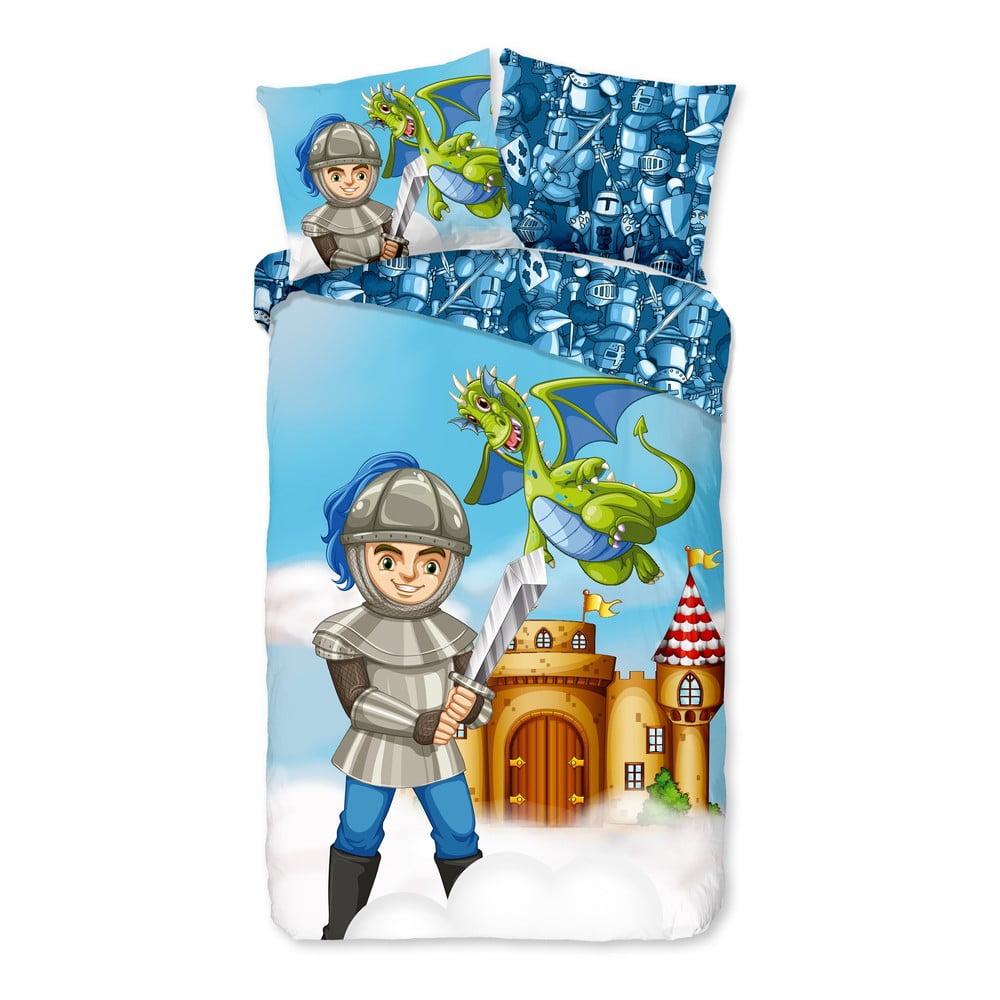 Kék egyszemélyes-hosszabbított pamut gyerek ágyneműhuzat 140x220 cm Knight – Good Morning