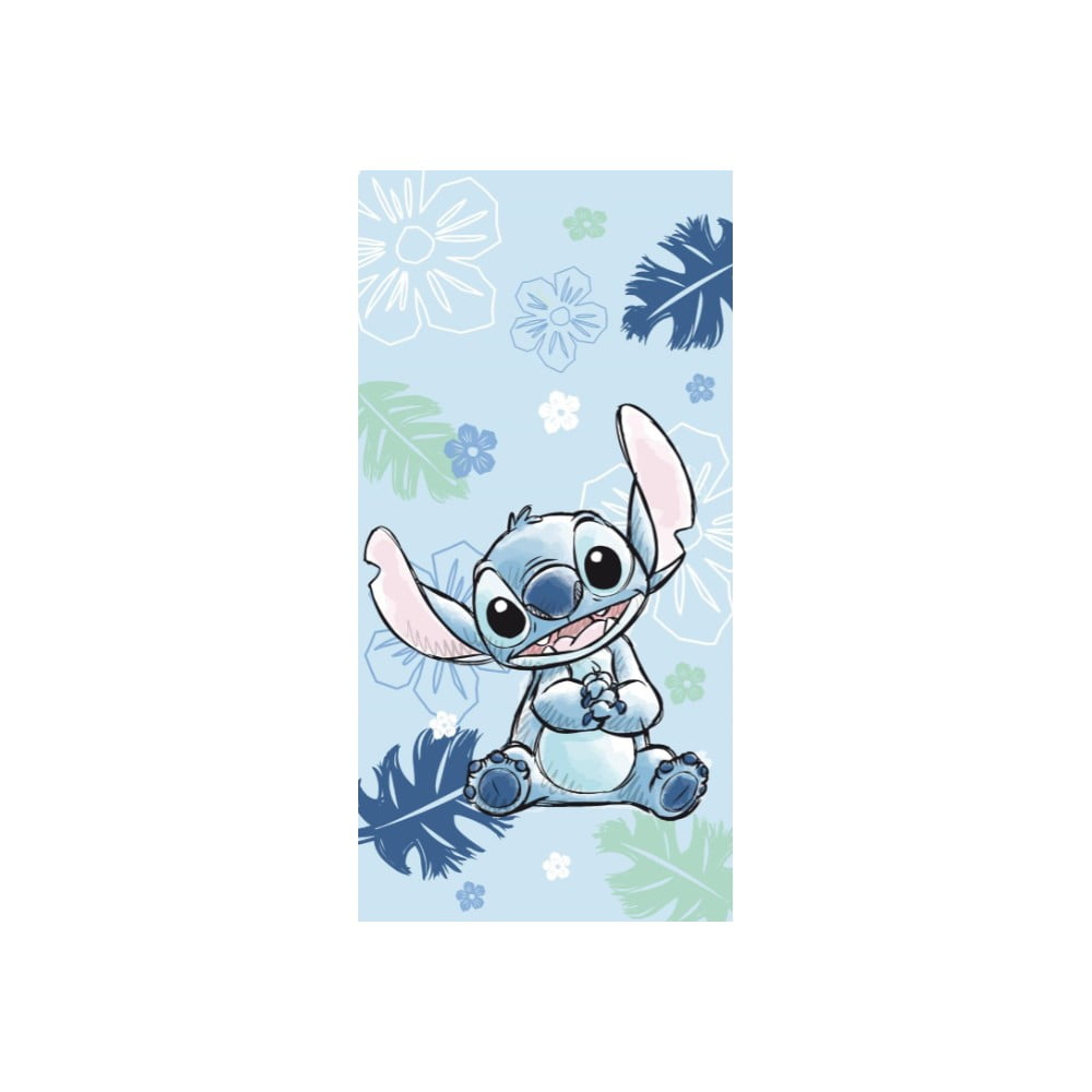 Kék pamut gyerek fürdőlepedő 70x140 cm Lilo and Stitch "Ohana Blue" – Jerry Fabrics
