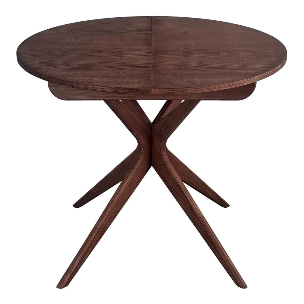 Kerek bővíthető étkezőasztal hosszabbító asztallappal diófa dekorral ø 90 cm Jubi – Ragaba