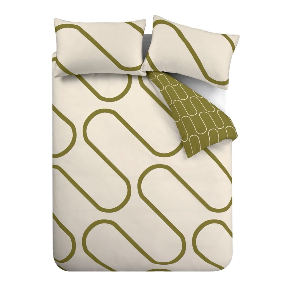 Khaki-bézs kétszemélyes-hosszabbított ágyneműhuzat 230x220 cm Linear Curve – Catherine Lansfield