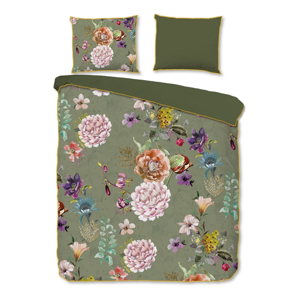 Khaki kétszemélyes-hosszabbított pamut-szatén ágyneműhuzat 240x220 cm Parma – Descanso