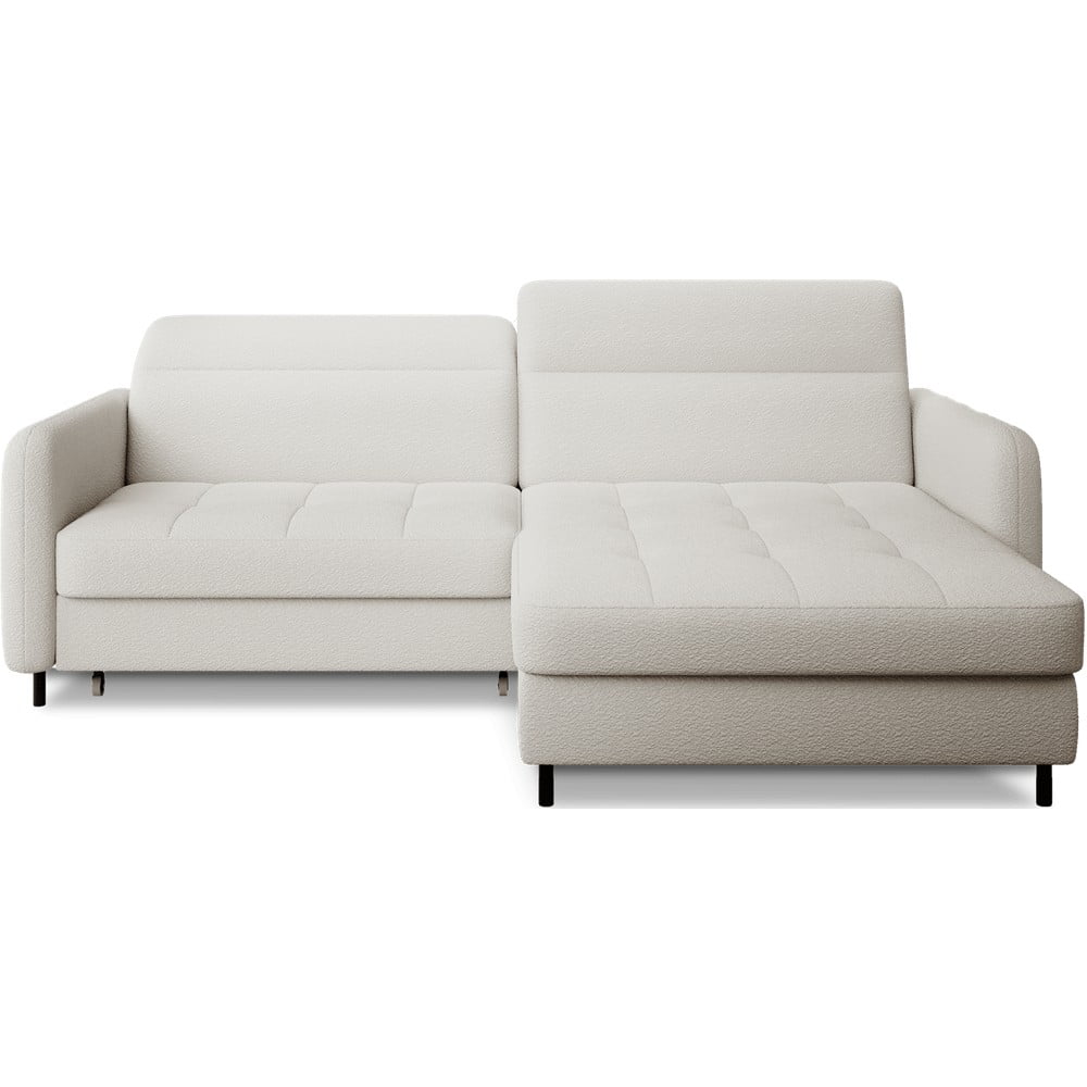 Krémszínű buklé kinyitható-tárolóhelyes sarokkanapé (jobb oldali-heverő résszel) Gomsi – ELTAP