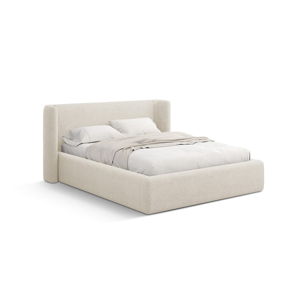 Krémszínű kárpitozott ágyneműtartós franciaágy ágyráccsal 180x200 cm Jason – Windsor & Co Sofas