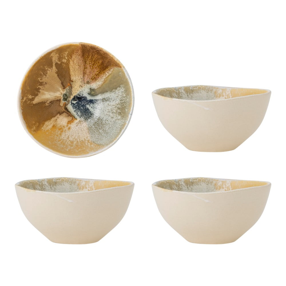 Krémszínű kőedény tálka szett 4 db-os 525 ml Lacey – Bloomingville