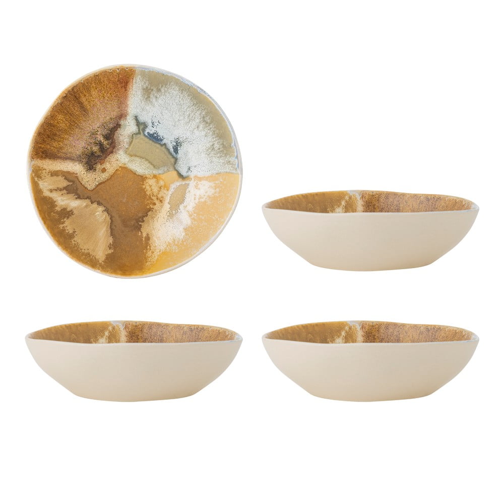 Krémszínű kőedény tálka szett 4 db-os 625 ml Lacey – Bloomingville