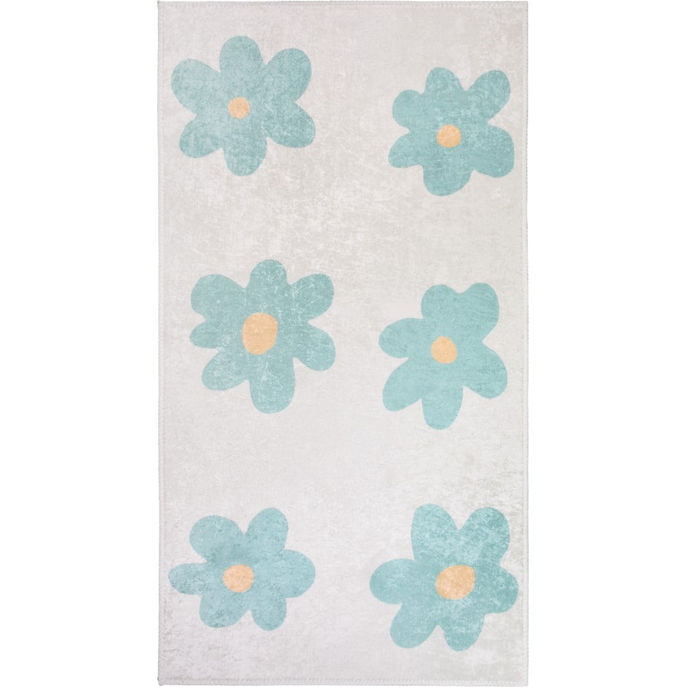 Mentazöld-elefántcsont színű mosható gyerek szőnyeg 120x180 cm Cute Flowers Green – Vitaus