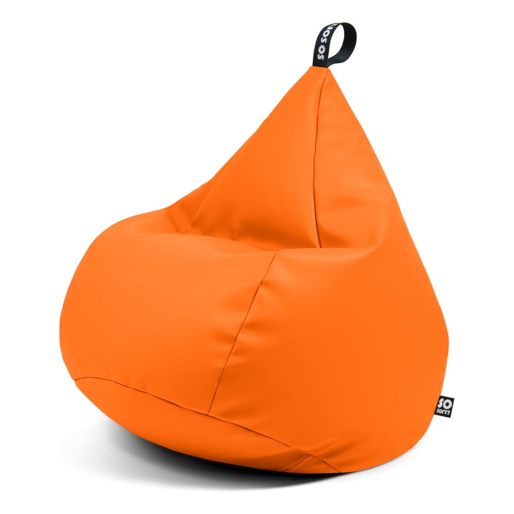 Narancssárga bőrutánzat babzsákfotel Drop L – So Soft?