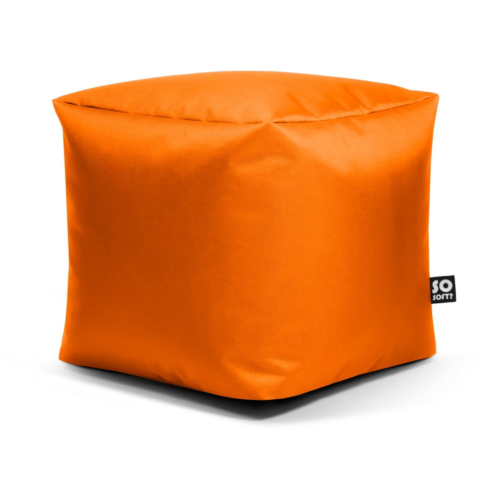 Narancssárga bőrutánzat gyerek babzsákfotel Cube M – So Soft?