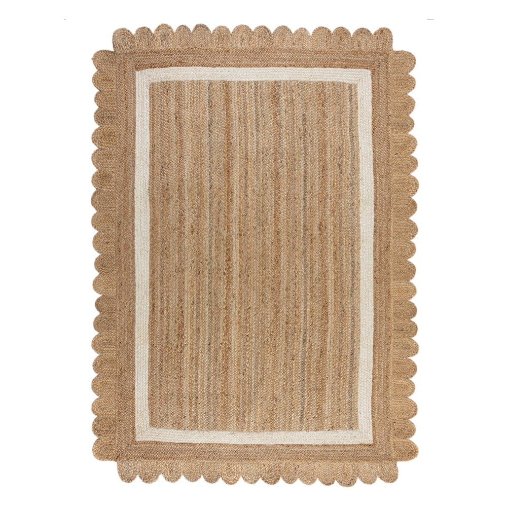 Natúr színű-elefántcsont színű kézi szövésű juta szőnyeg 200x290 cm Grace White – Flair Rugs