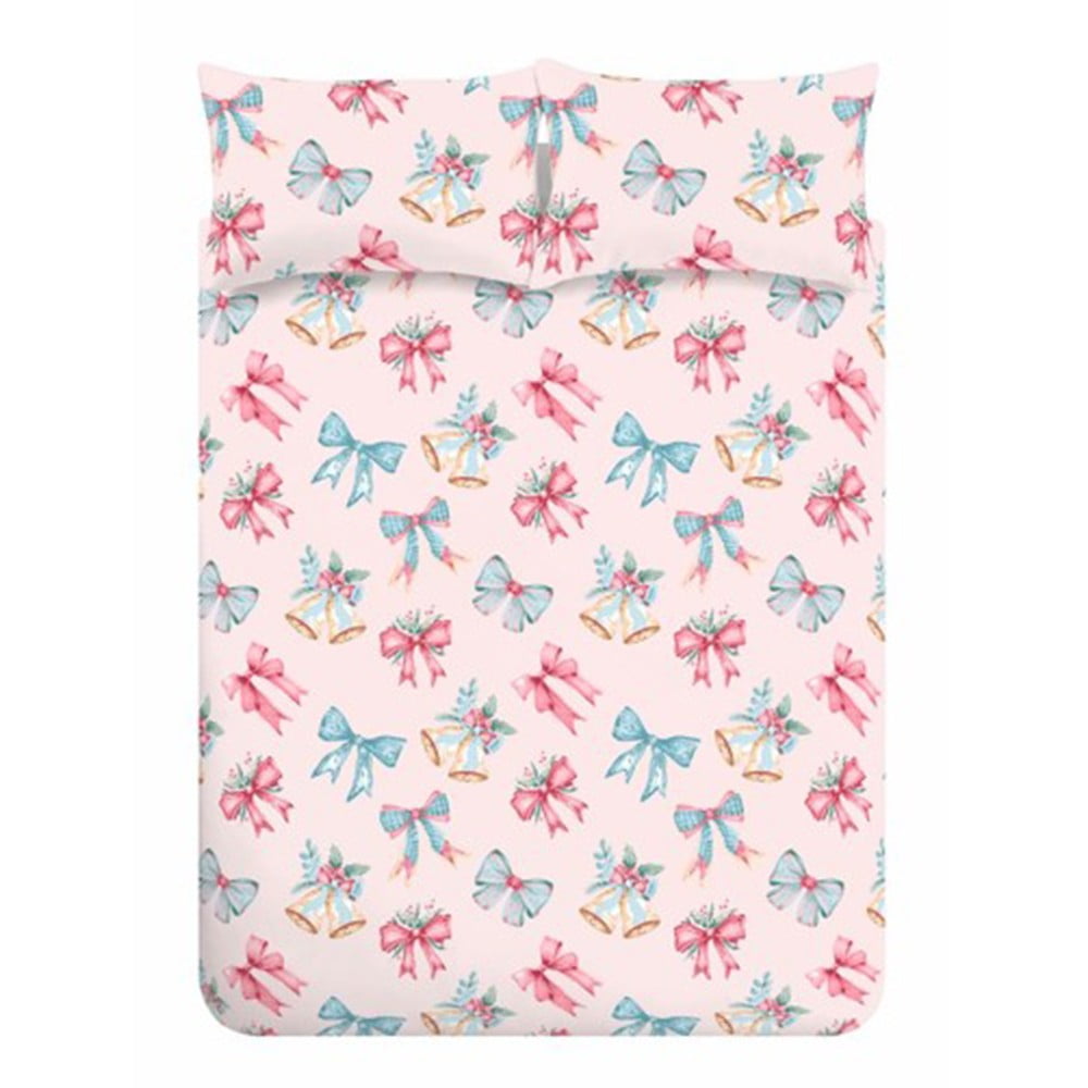 Rózsaszín egyszemélyes ágyneműhuzat 135x200 cm Bows And Bells – Catherine Lansfield