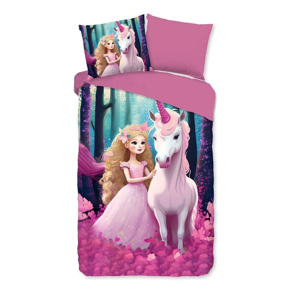 Rózsaszín egyszemélyes-hosszabbított mikroszálas gyerek ágyneműhuzat 140x220 cm Julia – Good Morning