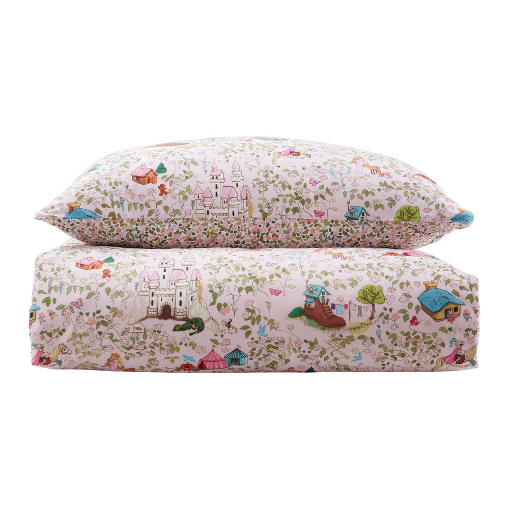 Rózsaszín egyszemélyes pamut gyerek ágyneműhuzat 135x200 cm Fairytale – Belle & Boo
