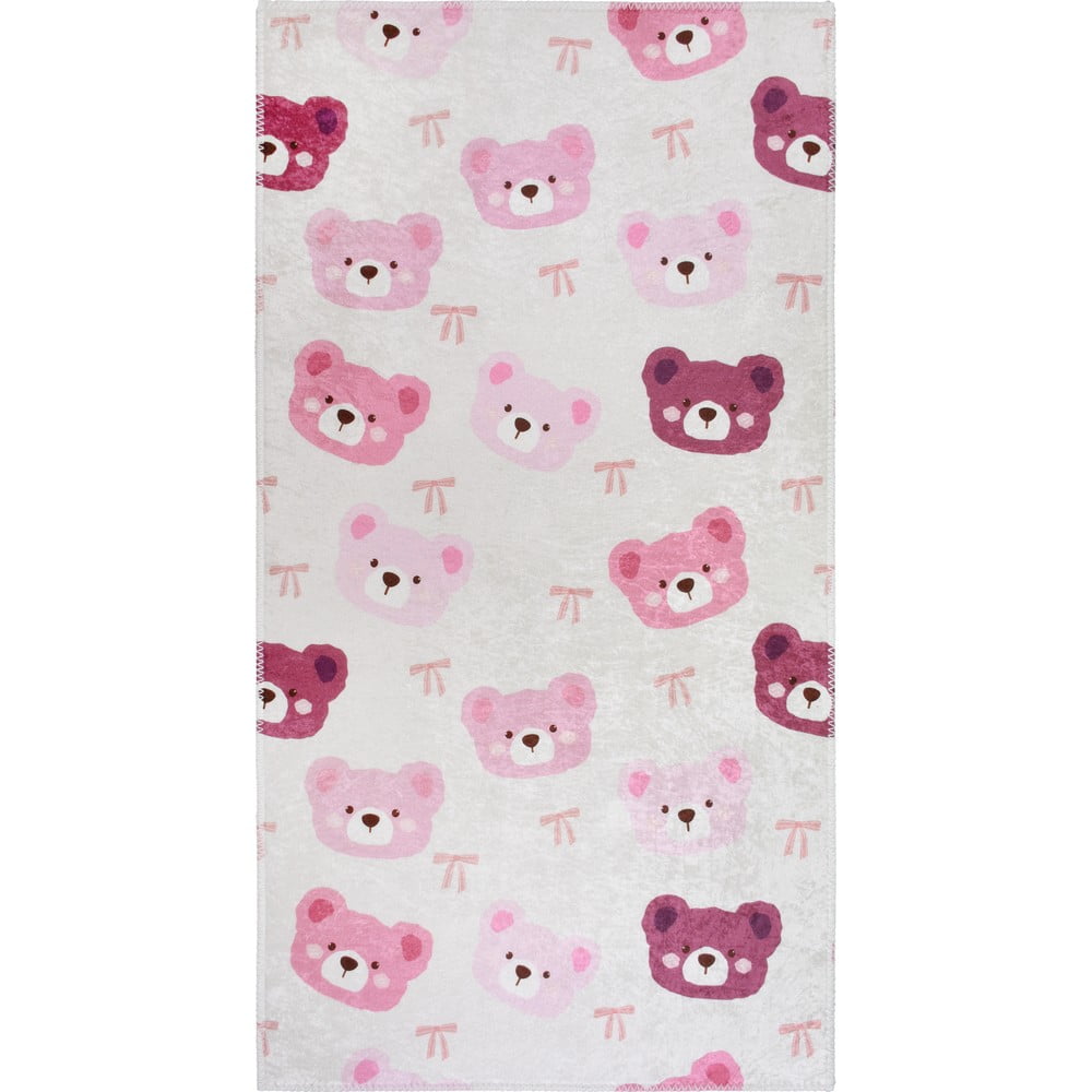 Rózsaszín-elefántcsont színű mosható gyerek szőnyeg 160x230 cm Cute Teddies Pink – Vitaus