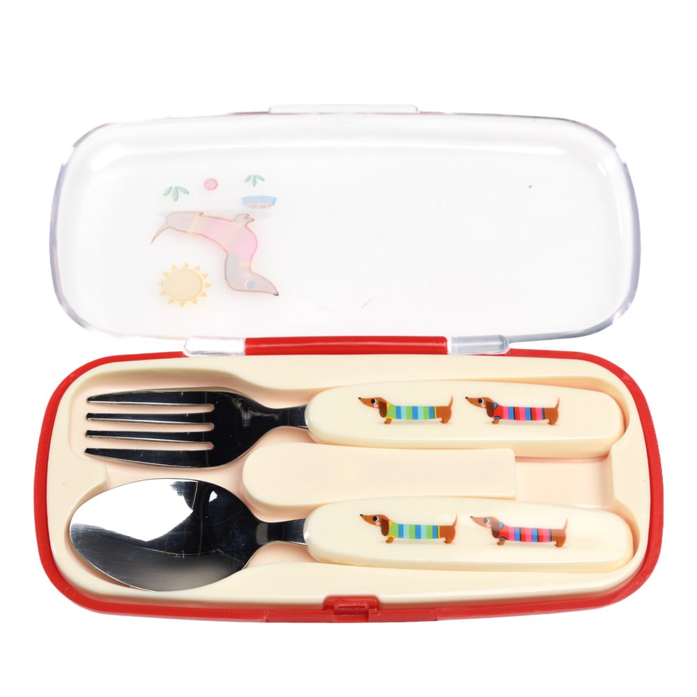 Rozsdamentes acél gyerek evőeszköz 2 db-os Sausage Dog – Rex London