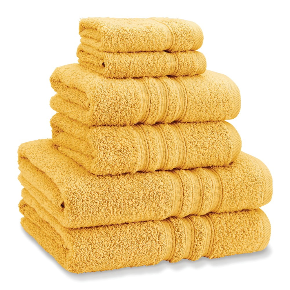 Sárga frottír pamut törölköző és fürdőlepedő készlet 6 db-os Zero Twist – Catherine Lansfield