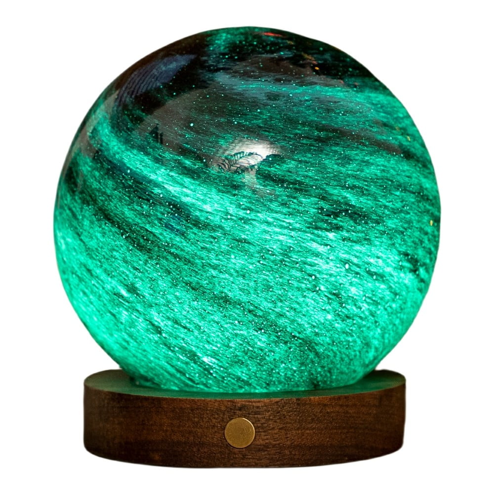 Sötét natúr színű LED asztali lámpa üveg búrával (magasság 13 cm) Stellar Ocean – Gingko