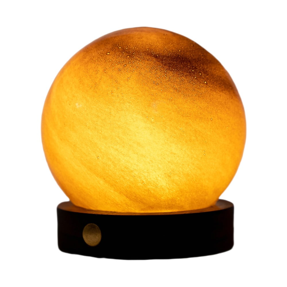 Sötét natúr színű LED asztali lámpa üveg búrával (magasság 9 cm) Sand Storm – Gingko