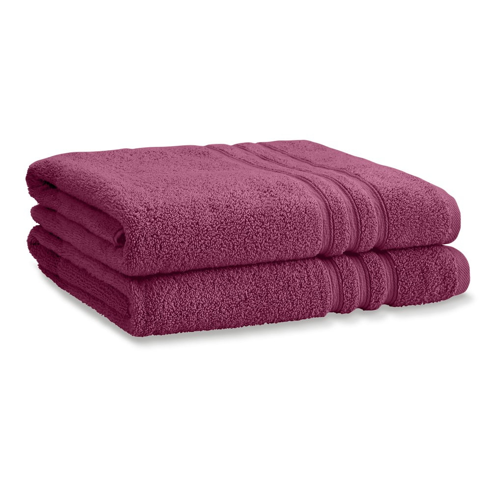 Sötét rózsaszín frottír pamut fürdőlepedő szett 2 db-os 90x140 cm Zero Twist – Catherine Lansfield