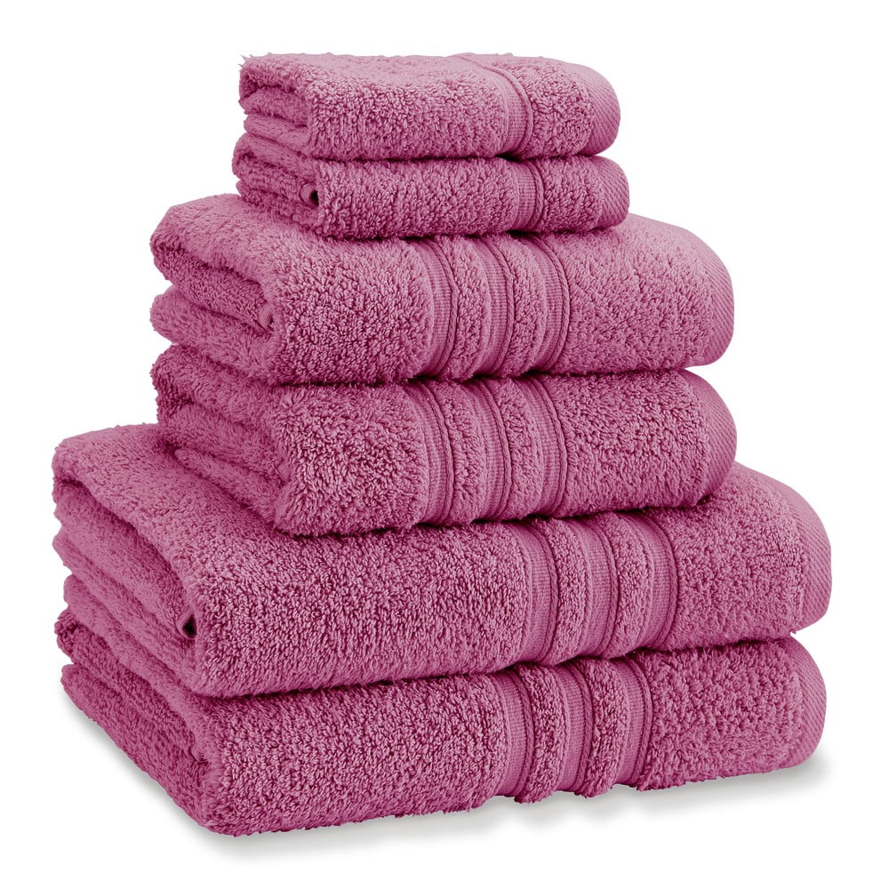 Sötét rózsaszín frottír pamut törölköző és fürdőlepedő készlet 6 db-os Zero Twist – Catherine Lansfield