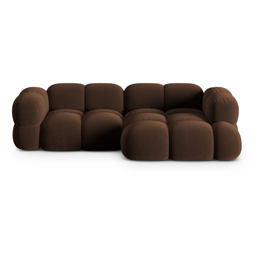 Sötétbarna bársony sarokkanapé (jobb oldali-heverő résszel) Loretto – Cosmopolitan Design