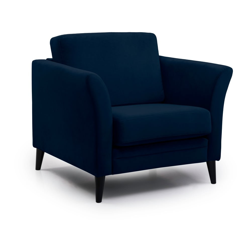Sötétkék bársony fotel Eden – Scandic