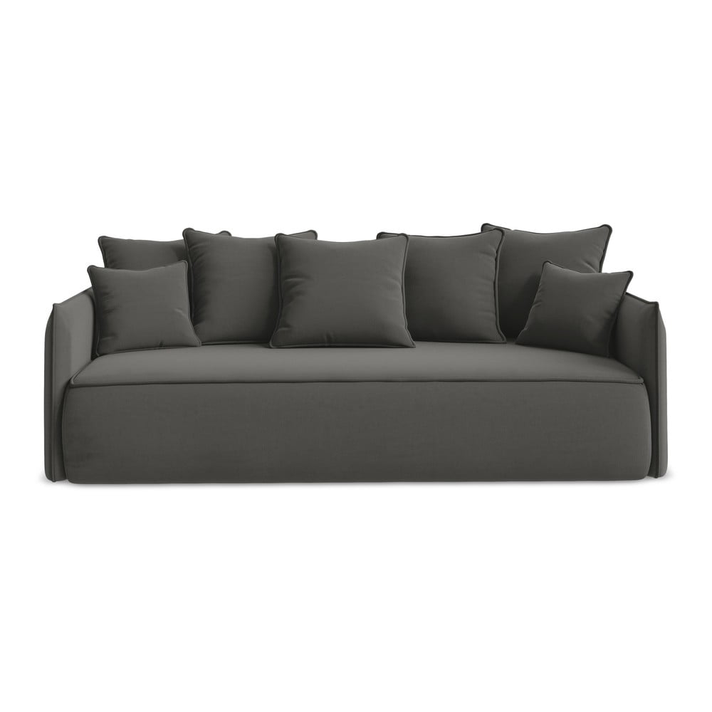 Sötétszürke bársony kinyitható-tárolóhelyes kanapé 225 cm Hula – Makamii