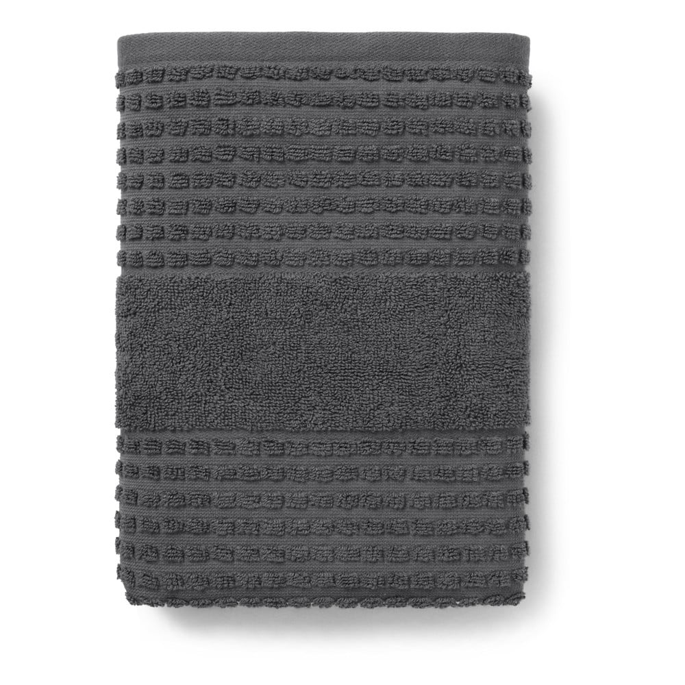Sötétszürke frottír bio pamut törölköző 50x100 cm Check – JUNA
