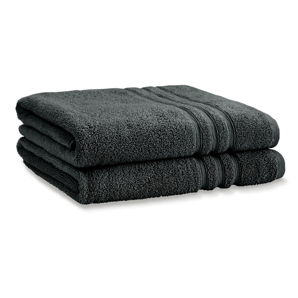 Sötétszürke frottír pamut fürdőlepedő szett 2 db-os 90x140 cm Zero Twist – Catherine Lansfield