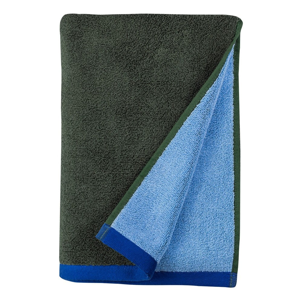 Sötétzöld-kék frottír bio pamut fürdőlepedő 70x133 cm Soft – Mette Ditmer Denmark