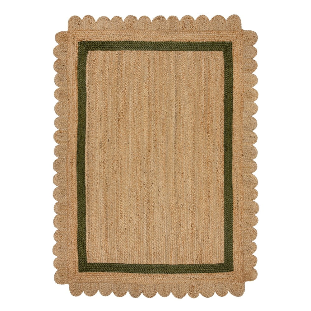 Sötétzöld-natúr színű kézi szövésű juta szőnyeg 160x230 cm Grace Green – Flair Rugs