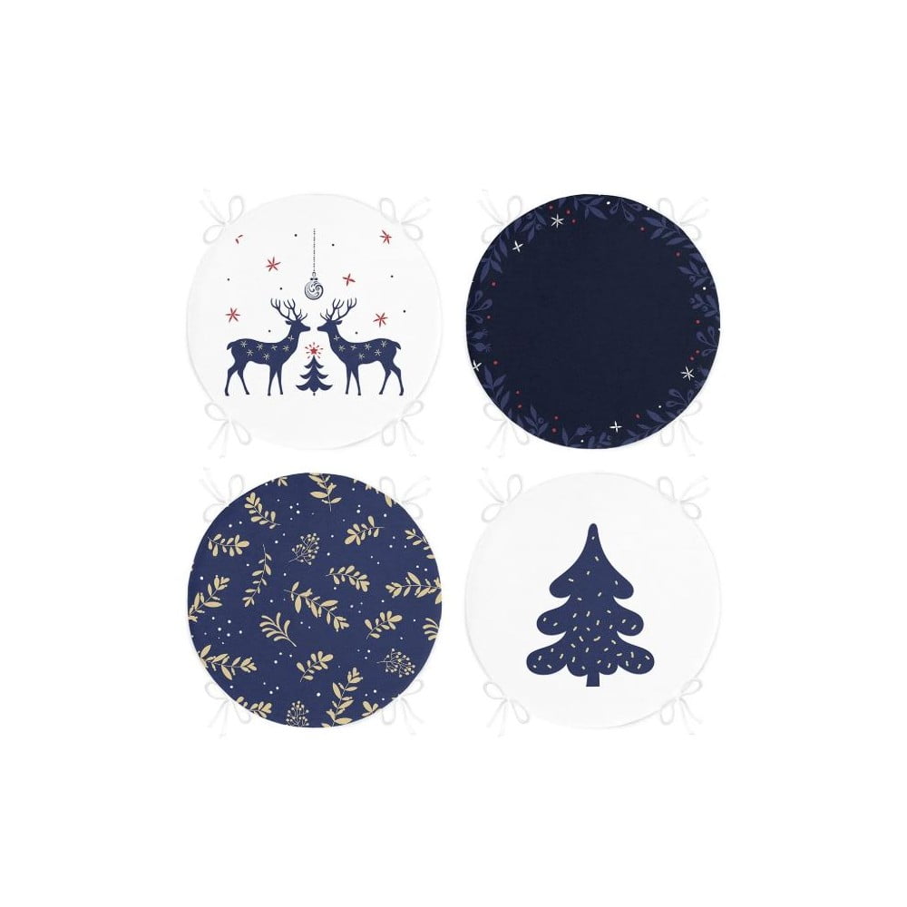 Székpárna szett karácsonyi mintával  4 db-os  ø 40 cm Blue Christmas – Mila Home