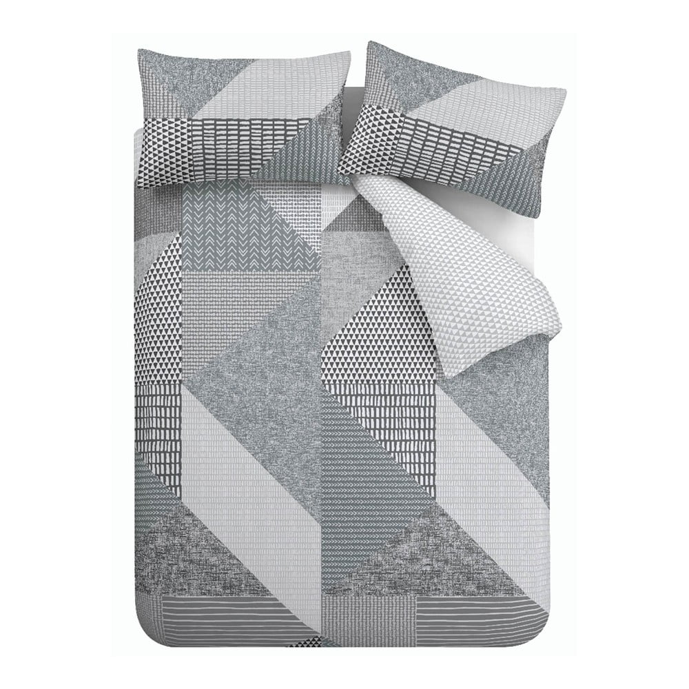 Szürke kétszemélyes-hosszabbított ágyneműhuzat 230x220 cm Larsson Geo – Catherine Lansfield