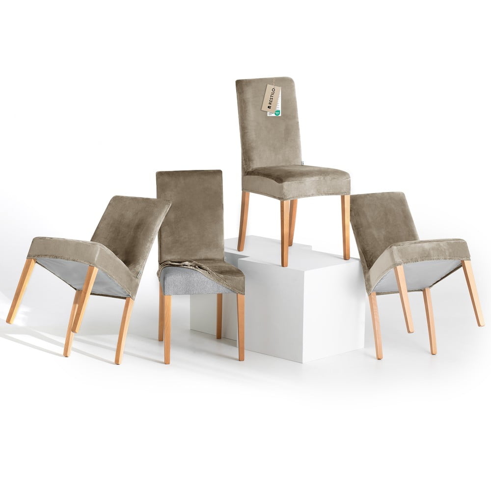 Szürkésbézs gumis szék huzat szett 4 db-os 48 cm Sento – Restilo