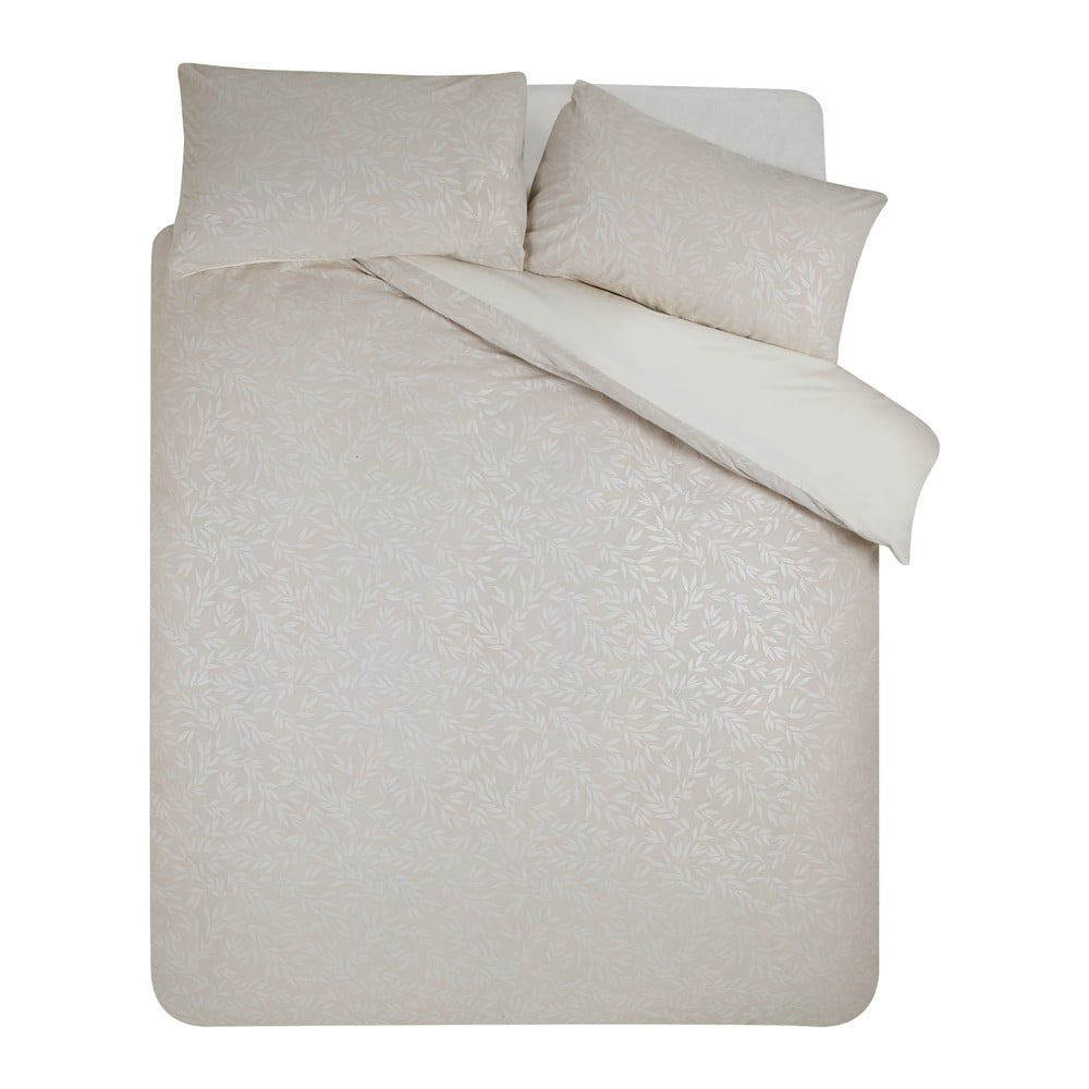 Szürkésbézs kétszemélyes-hosszabbított jacquard ágyneműhuzat 230x220 cm Corded Leaves – Catherine Lansfield