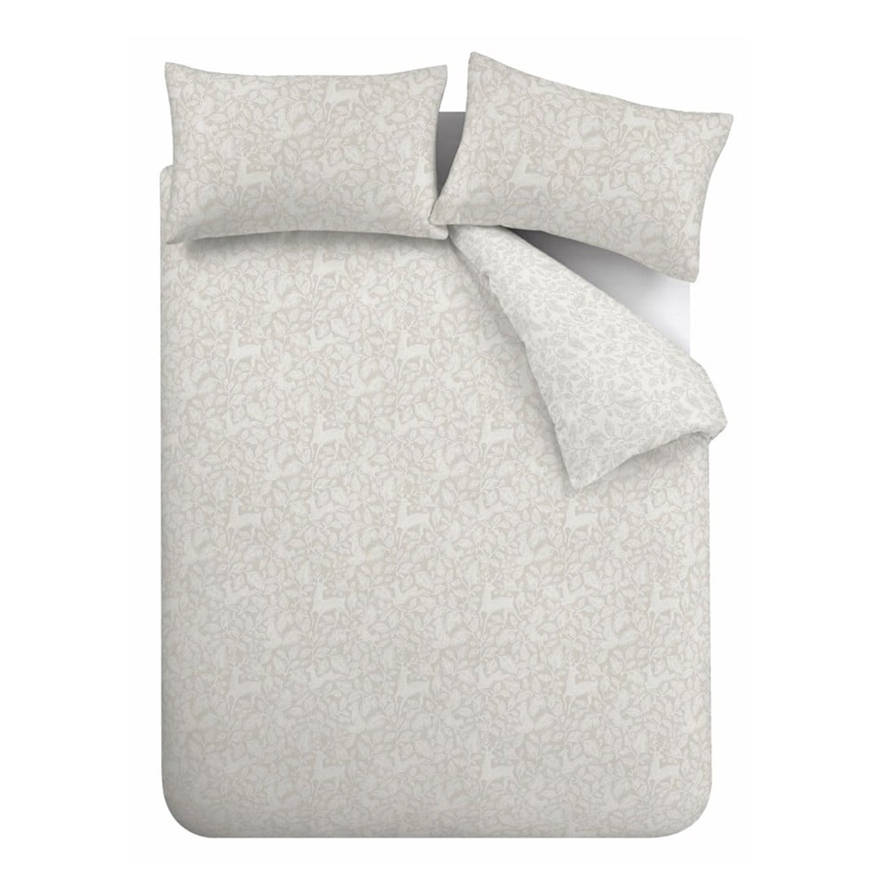 Szürkésbézs kétszemélyes pamut ágyneműhuzat 200x200 cm Woodland – Bianca