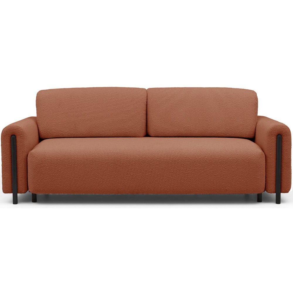 Terrakotta színű buklé kinyitható-tárolóhelyes kanapé 244 cm Arcadova – ELTAP
