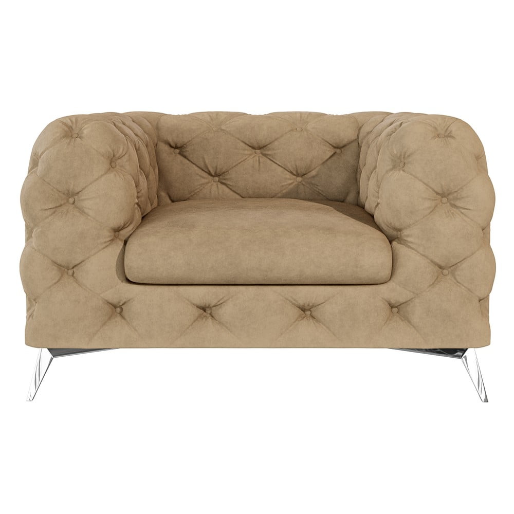 Világosbarna bársony fotel Chelsea – Ropez