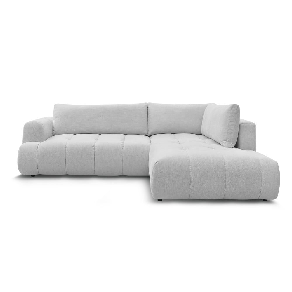 Világosszürke kinyitható-tárolóhelyes sarokkanapé (jobb oldali-L alakú) Fuji – Bobochic Paris