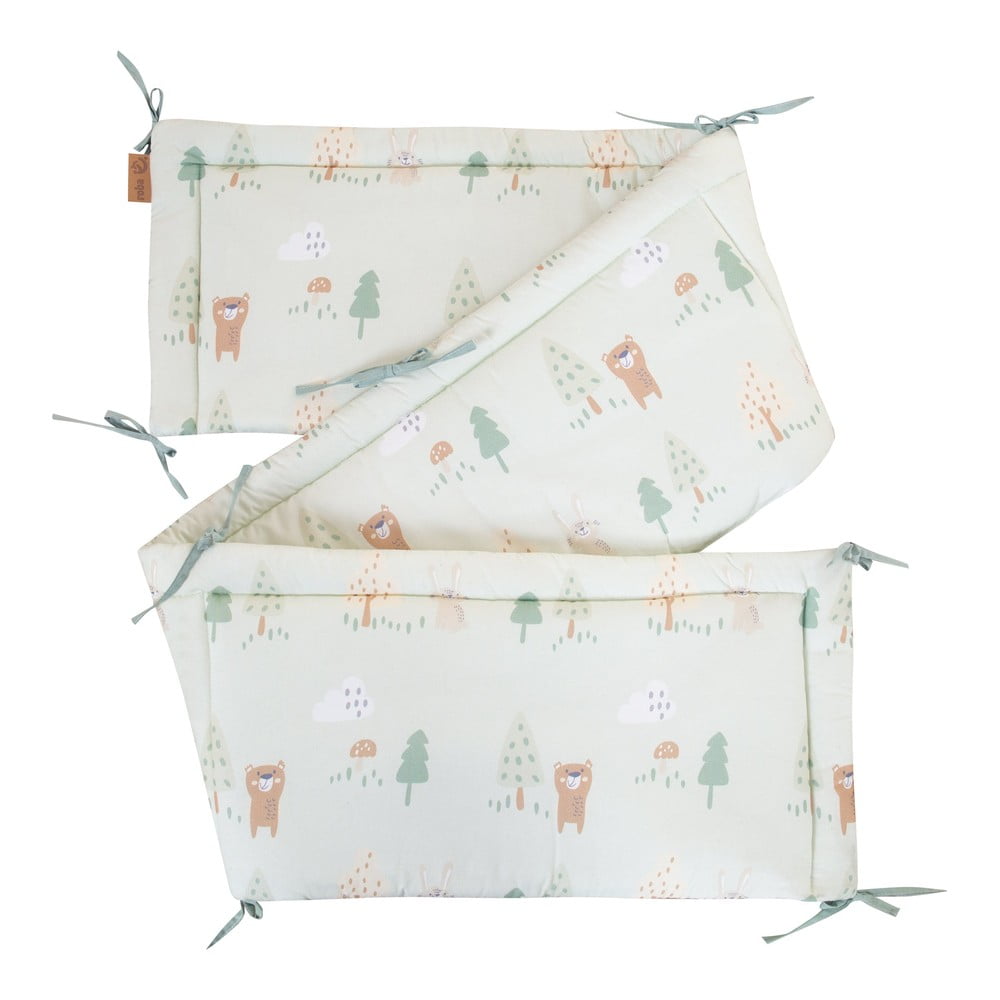 Világoszöld pamut rácsvédő 170 cm Woodland Buddies – Roba