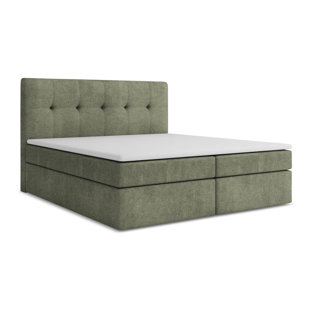 Zöld ágyneműtartós boxspring ágy 140x200 cm Palta – Makamii